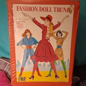 Vintage Fashion Doll Trunk with Illustrations XL Trunk